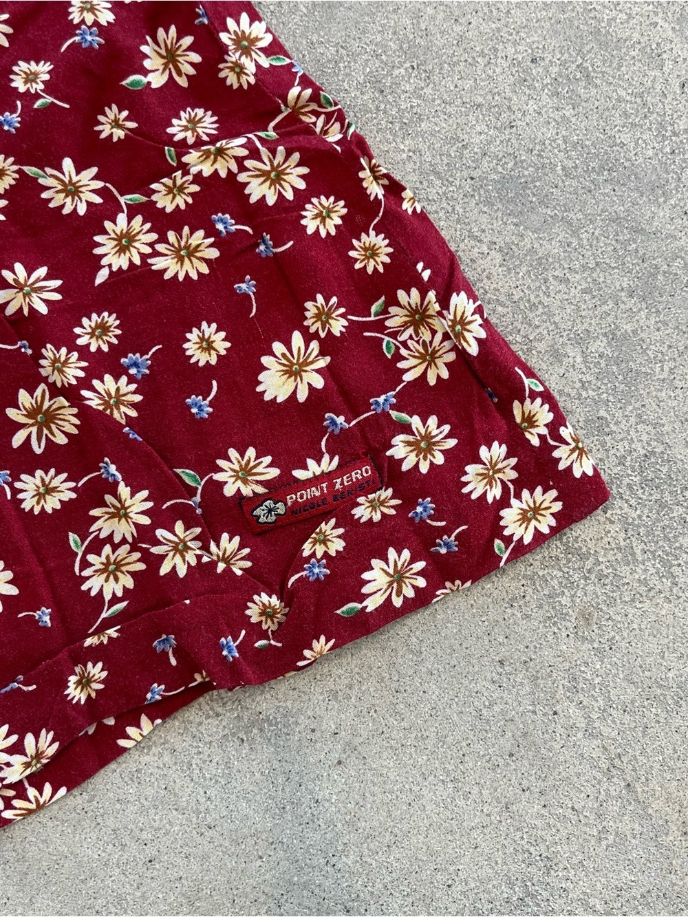 Vintage Point Zero Daisy Print Shift Dress Burgundy 90s Floral Sleeveless Size S - Picture 3 of 6